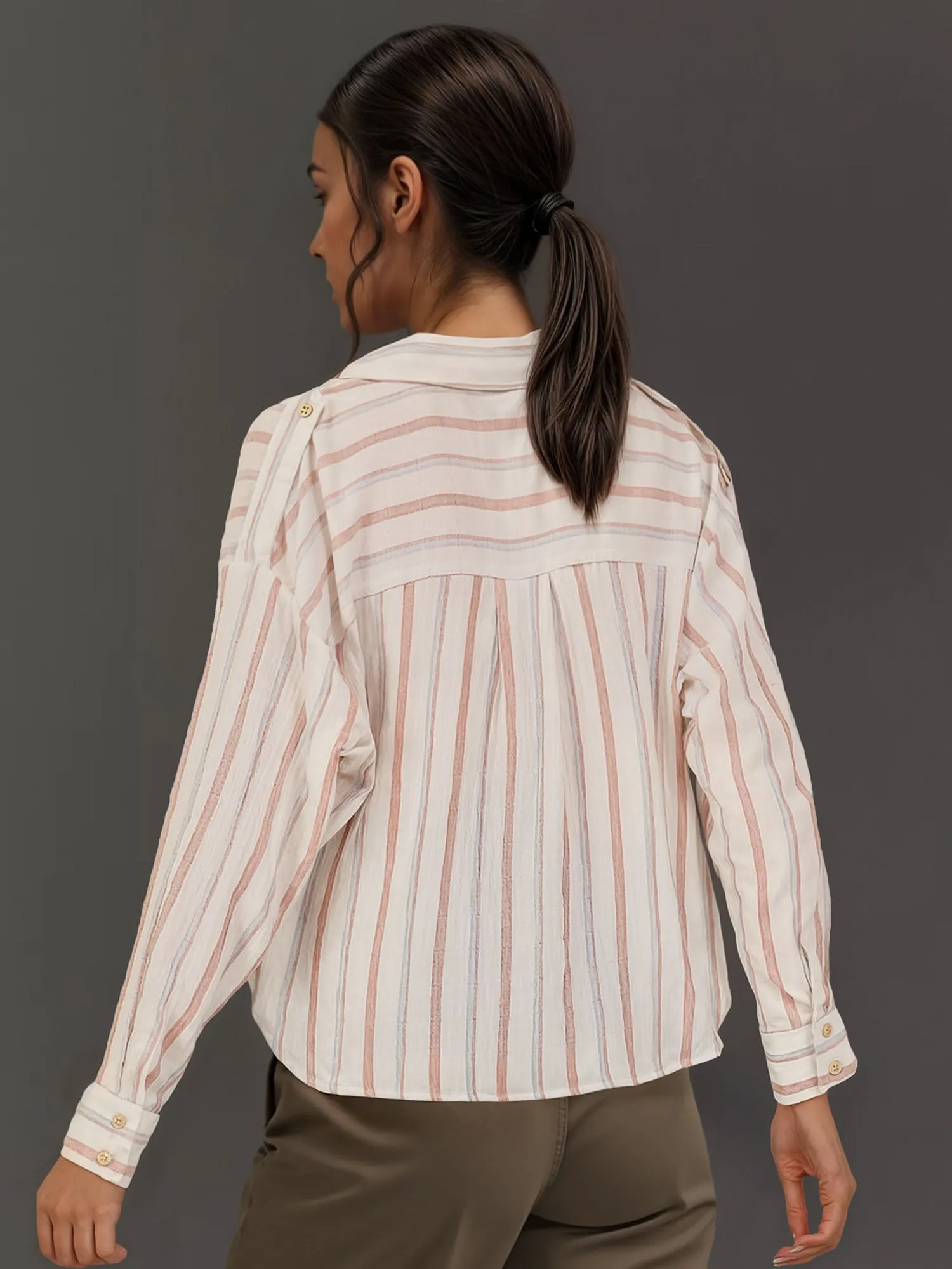 Satin Striped Button Down Shirt