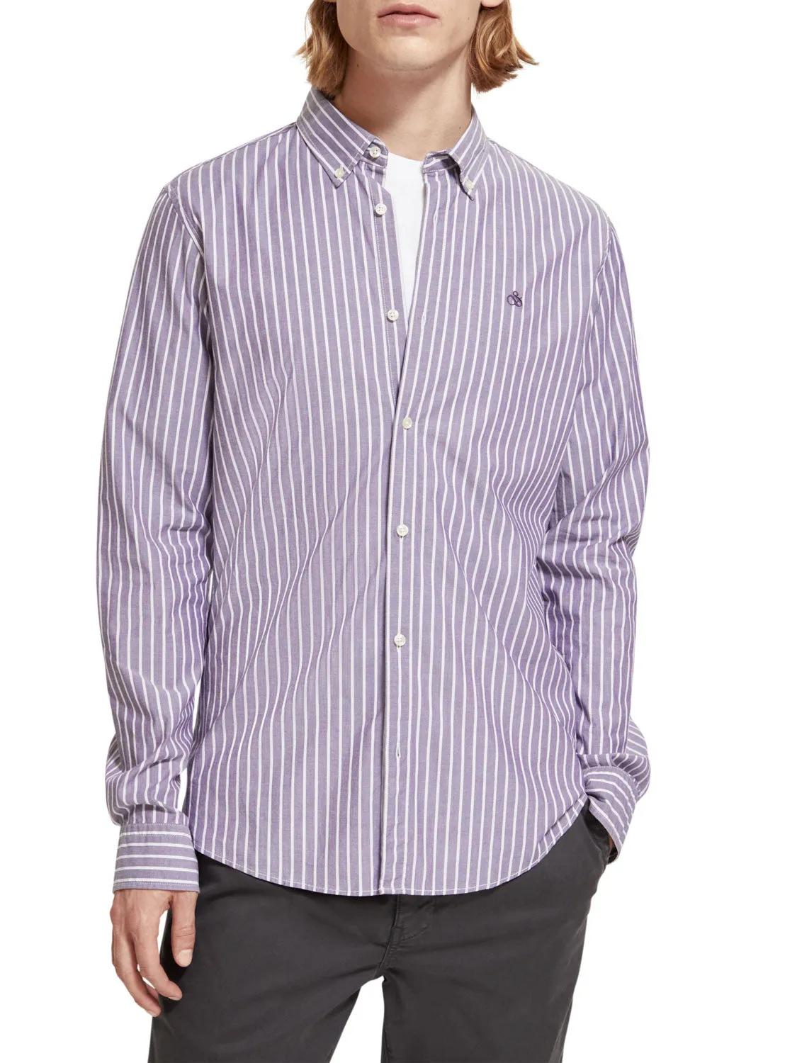 SCOTCH & SODA ESSENTIAL POPLIN STRIPE SHIRT 174521
