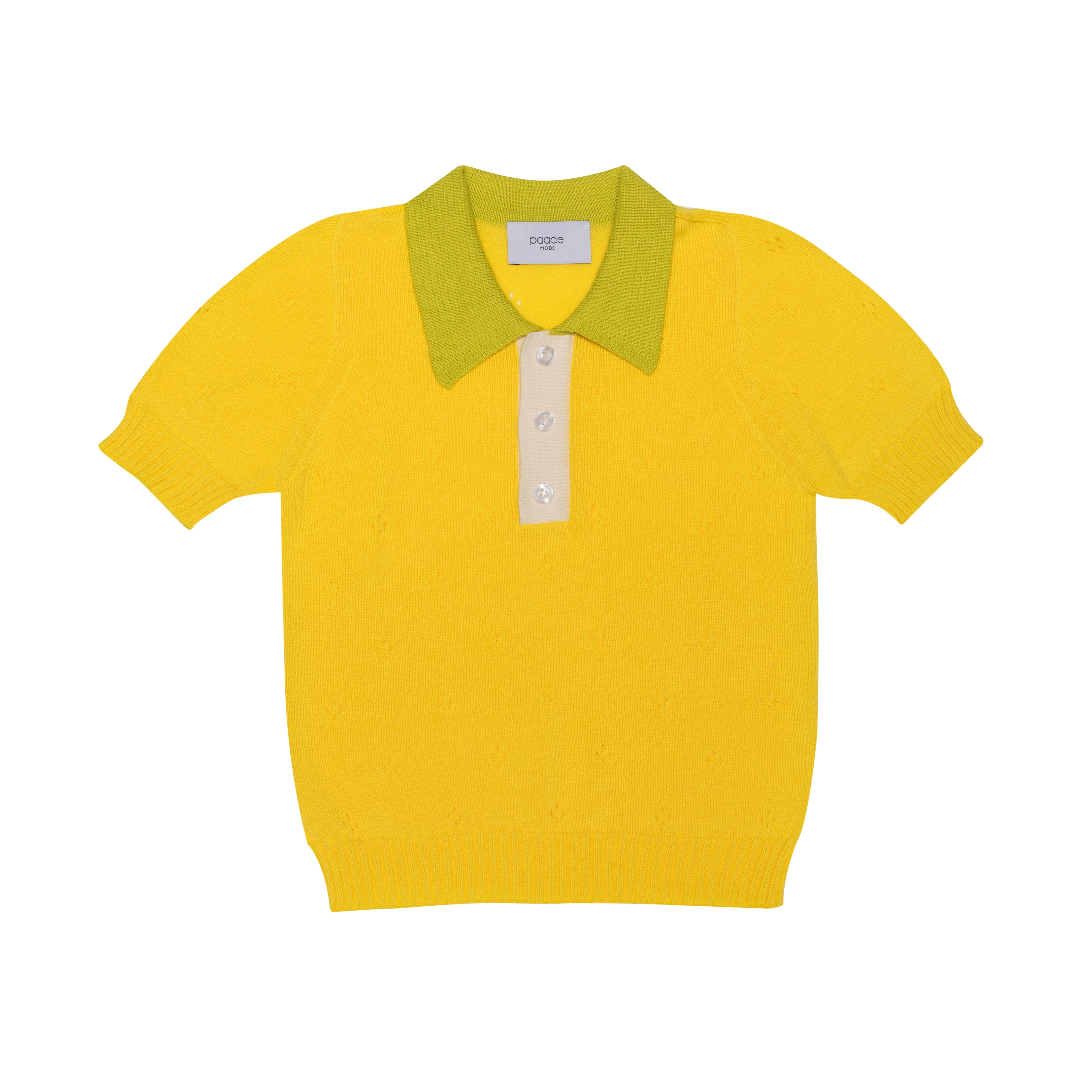 Seamless Knit Polo Shirt Lemonade, Yellow