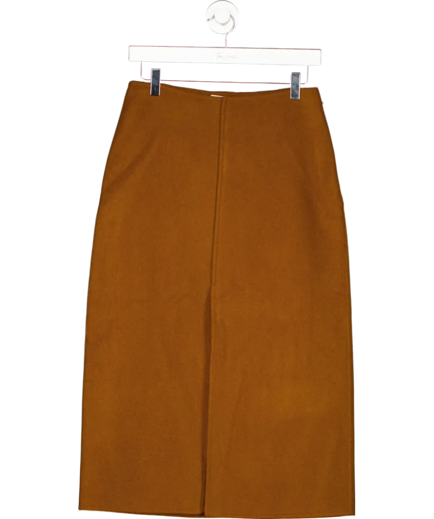 Sezane Beige Wool Blend Eloane Skirt  Camel UK 10