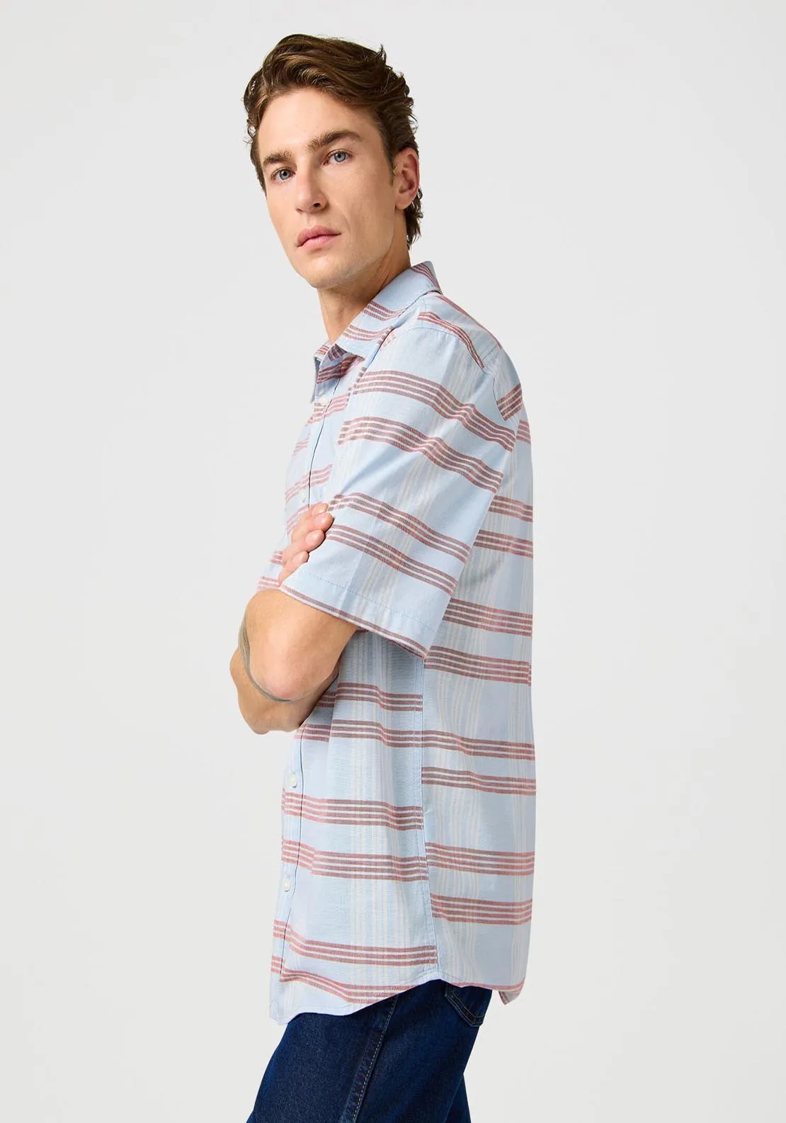 Short Sleeve Stripe Shirt - Niagara Mist