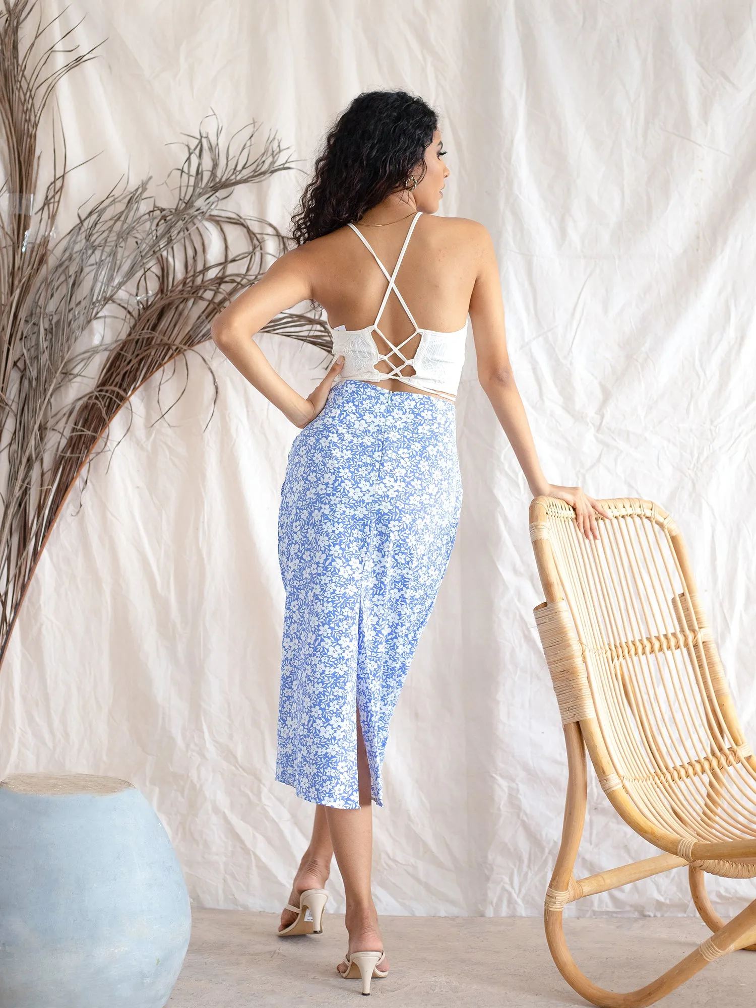 Side Tie up Midi Skirt