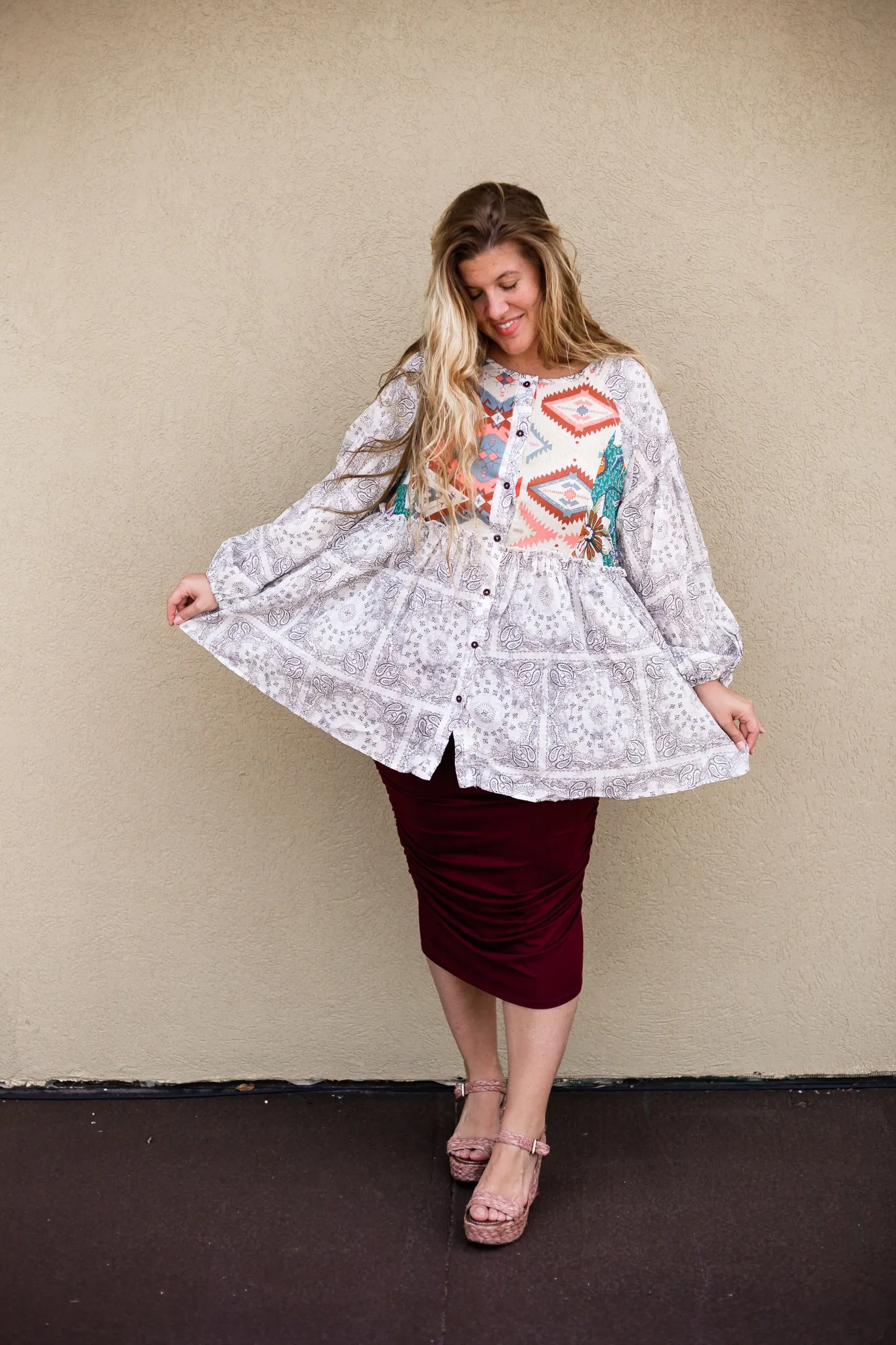 So Basic Ruched Midi Skirt