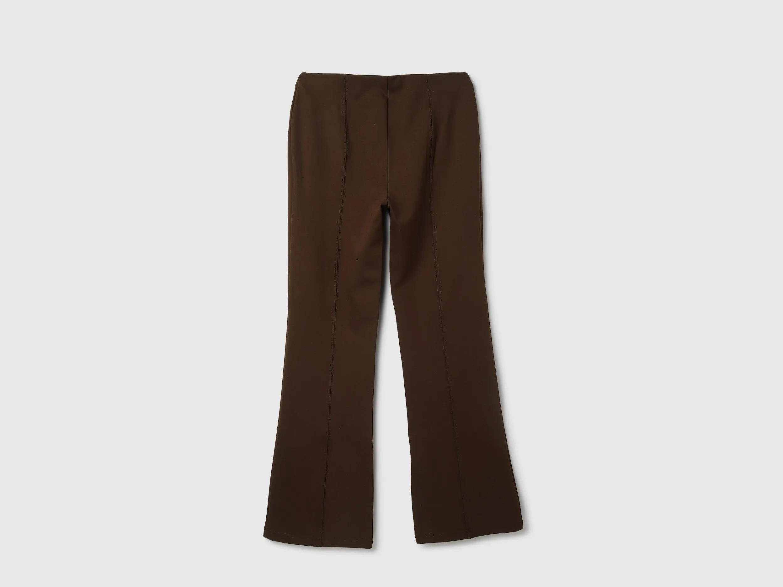 Solid High Waist Bootleg Trousers