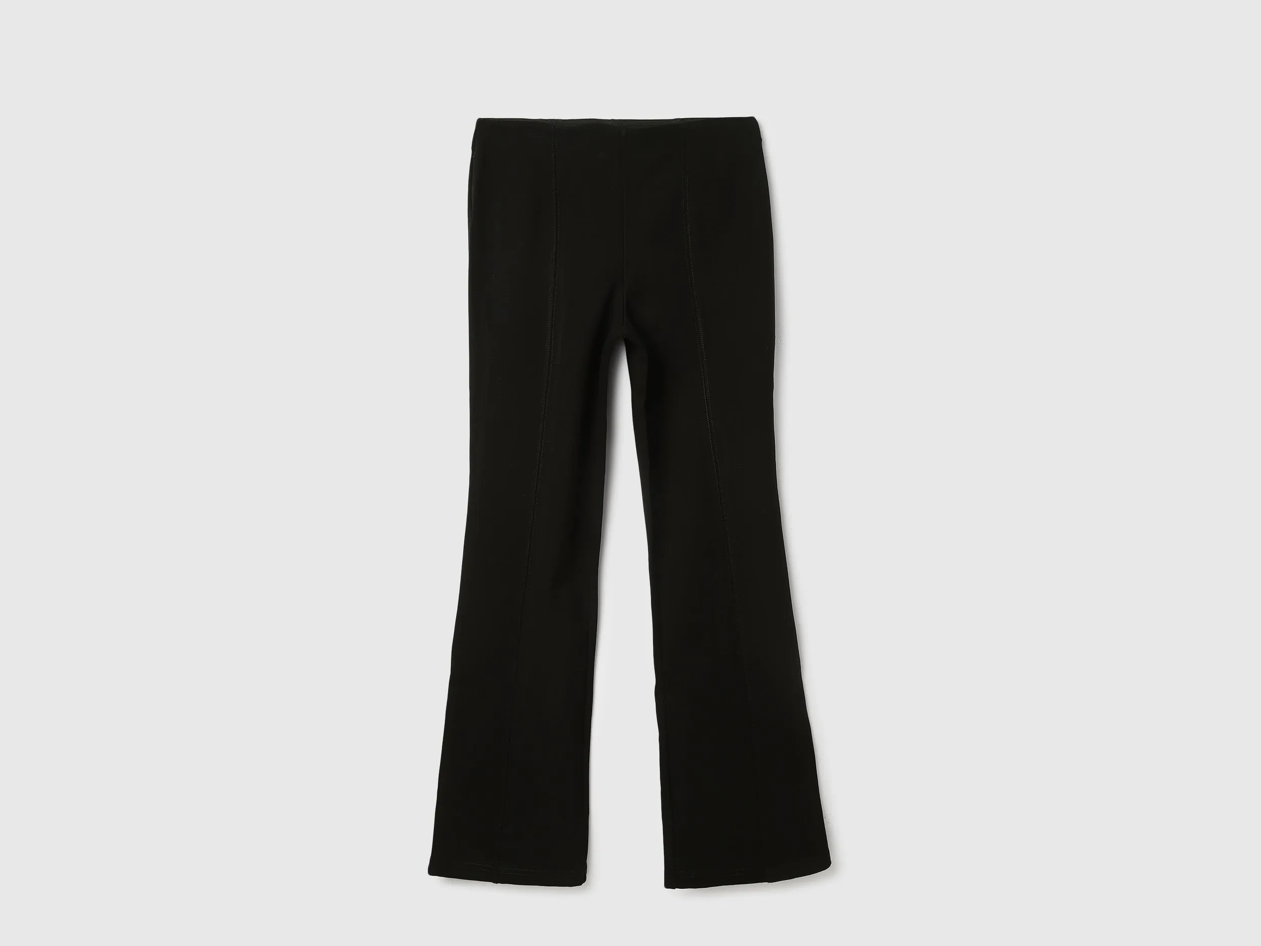 Solid High Waist Bootleg Trousers