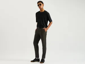 Solid Relaxed Fit Pleated Trousers