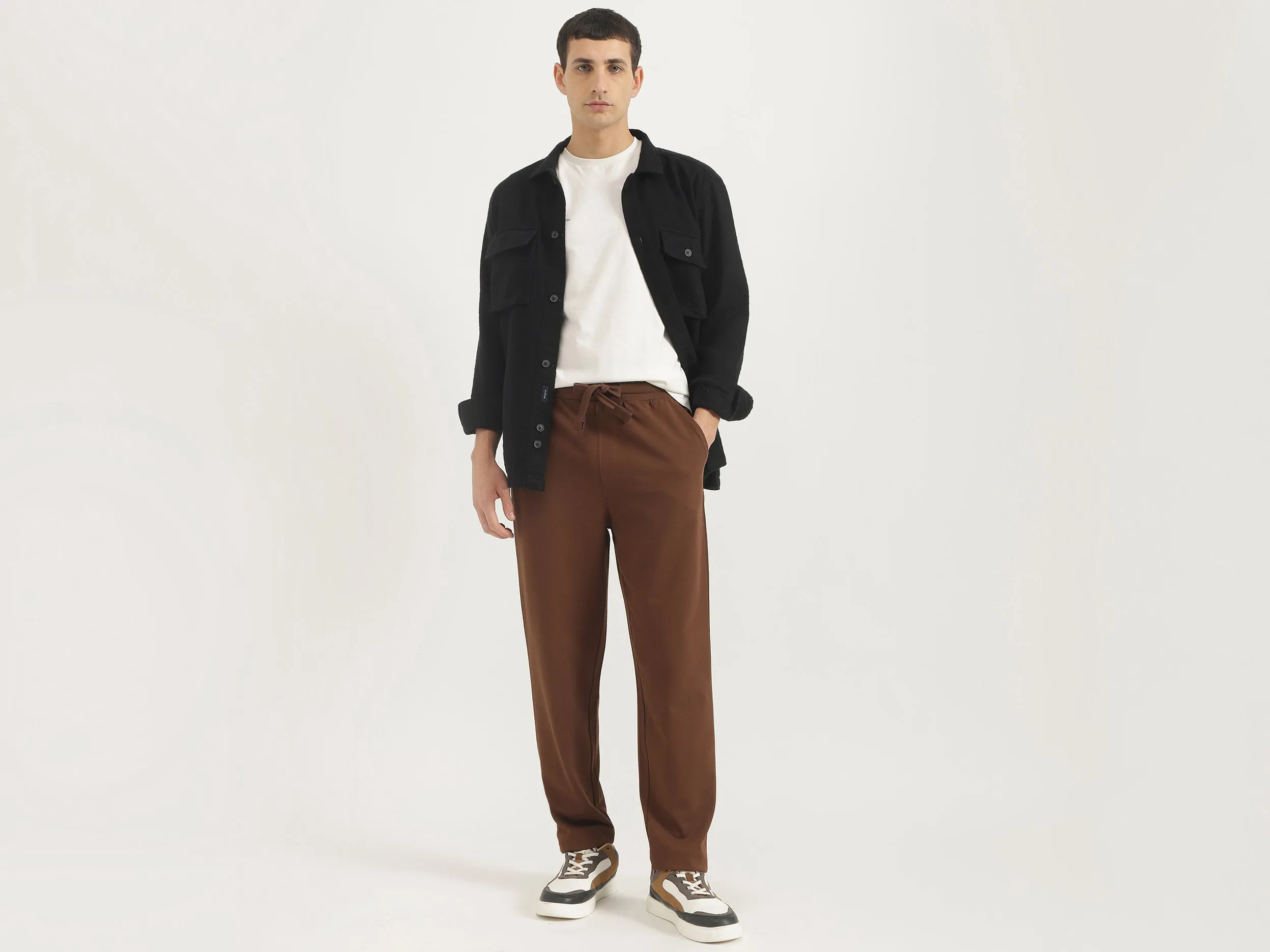 Solid Relaxed Fit Trousers