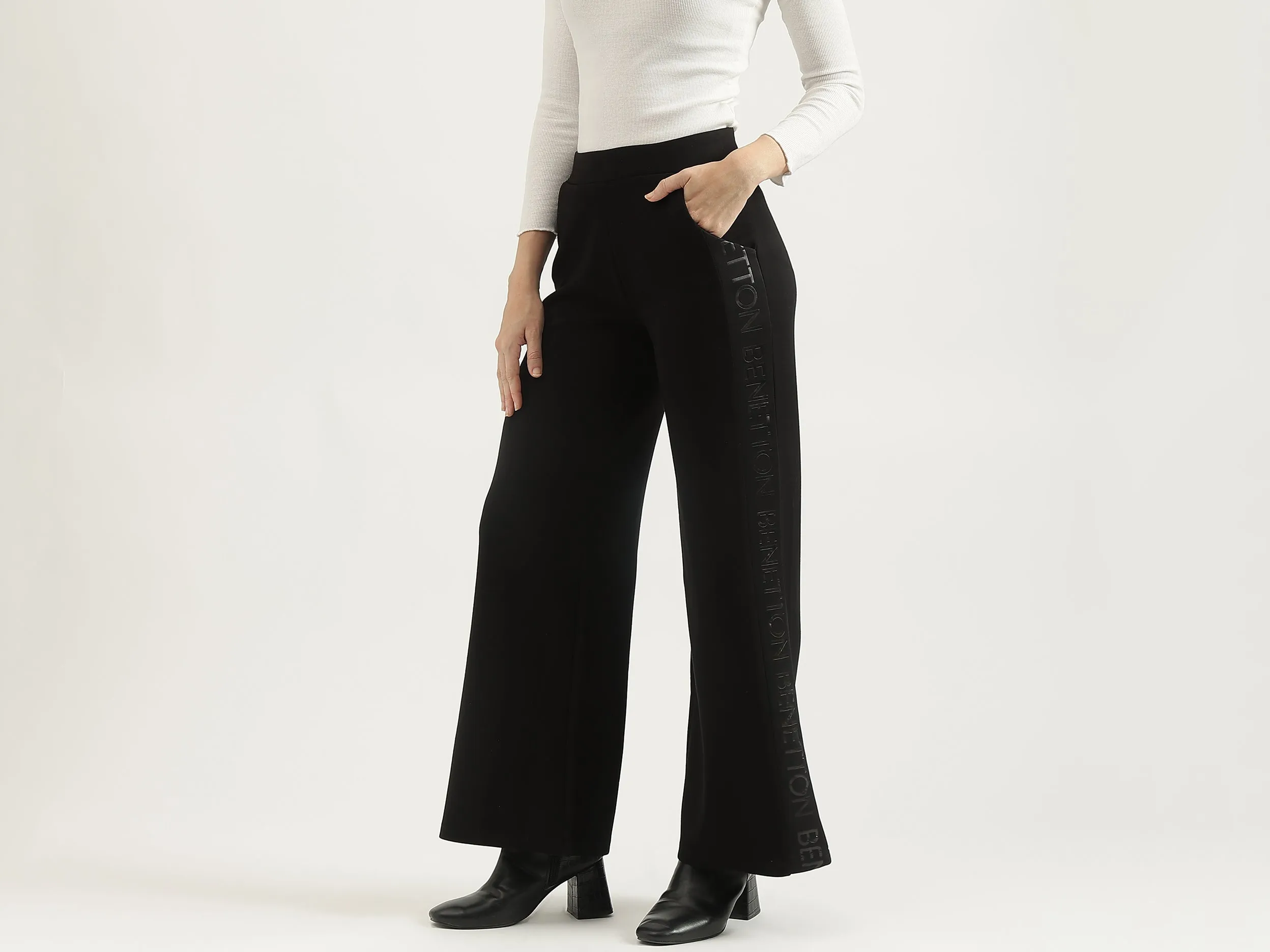 Solid Straight Fit Trousers
