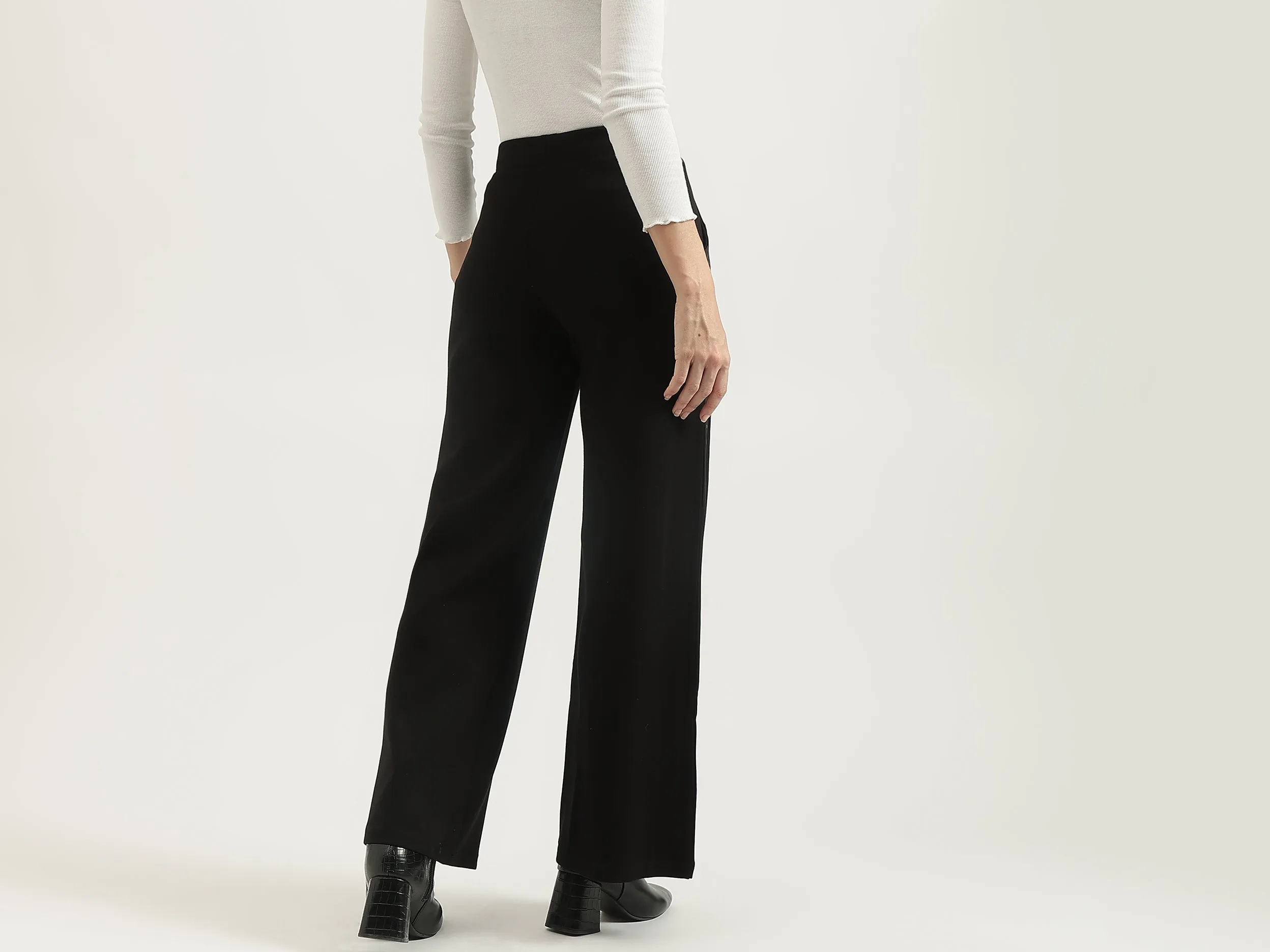 Solid Straight Fit Trousers