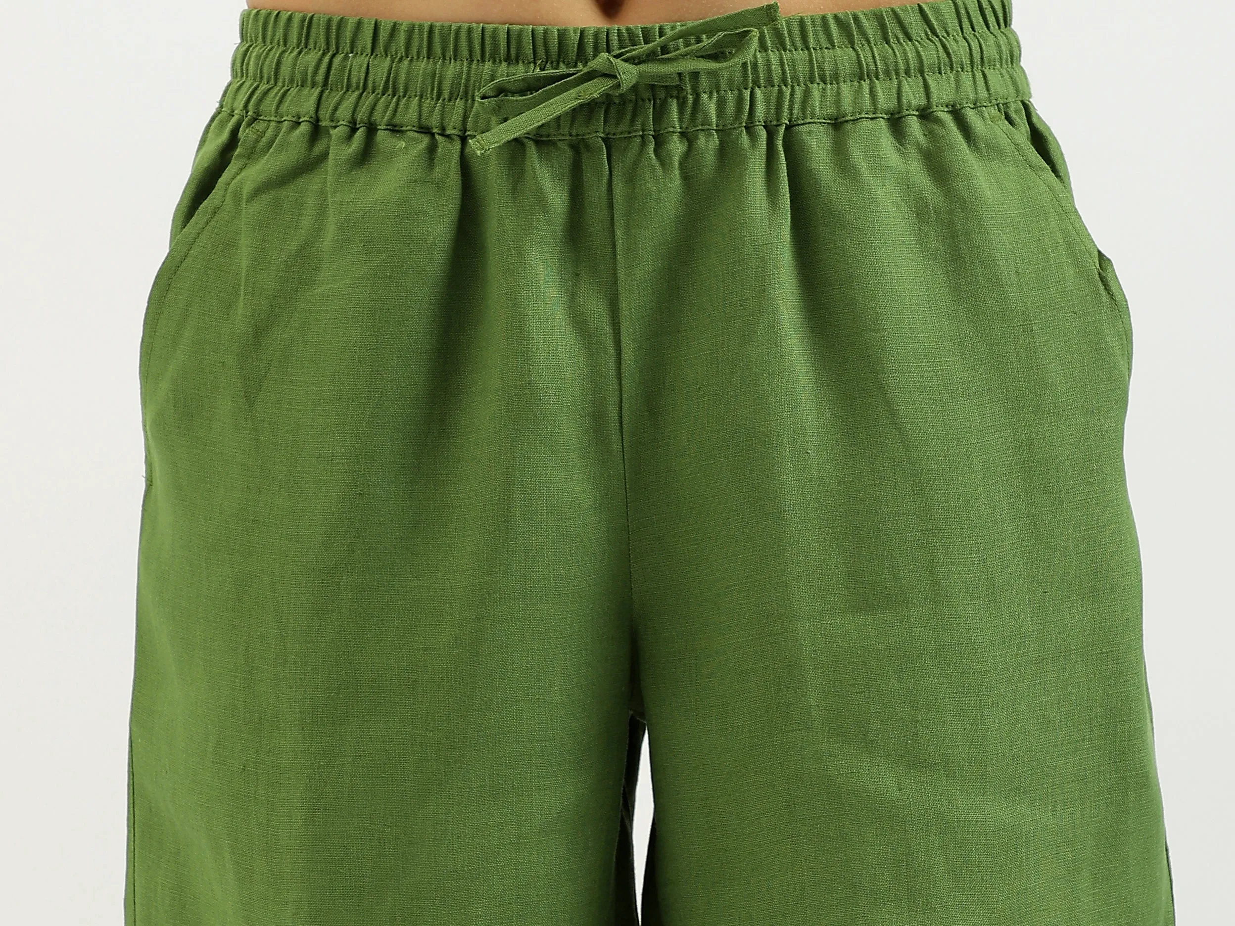 Solid Wide Leg Cargo Trousers