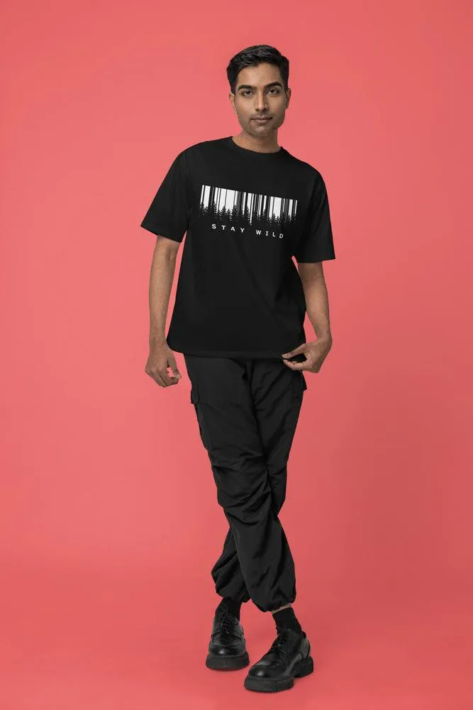 STAY WILD - Unisex Oversized Cotton Graphic Printed T-Shirt
