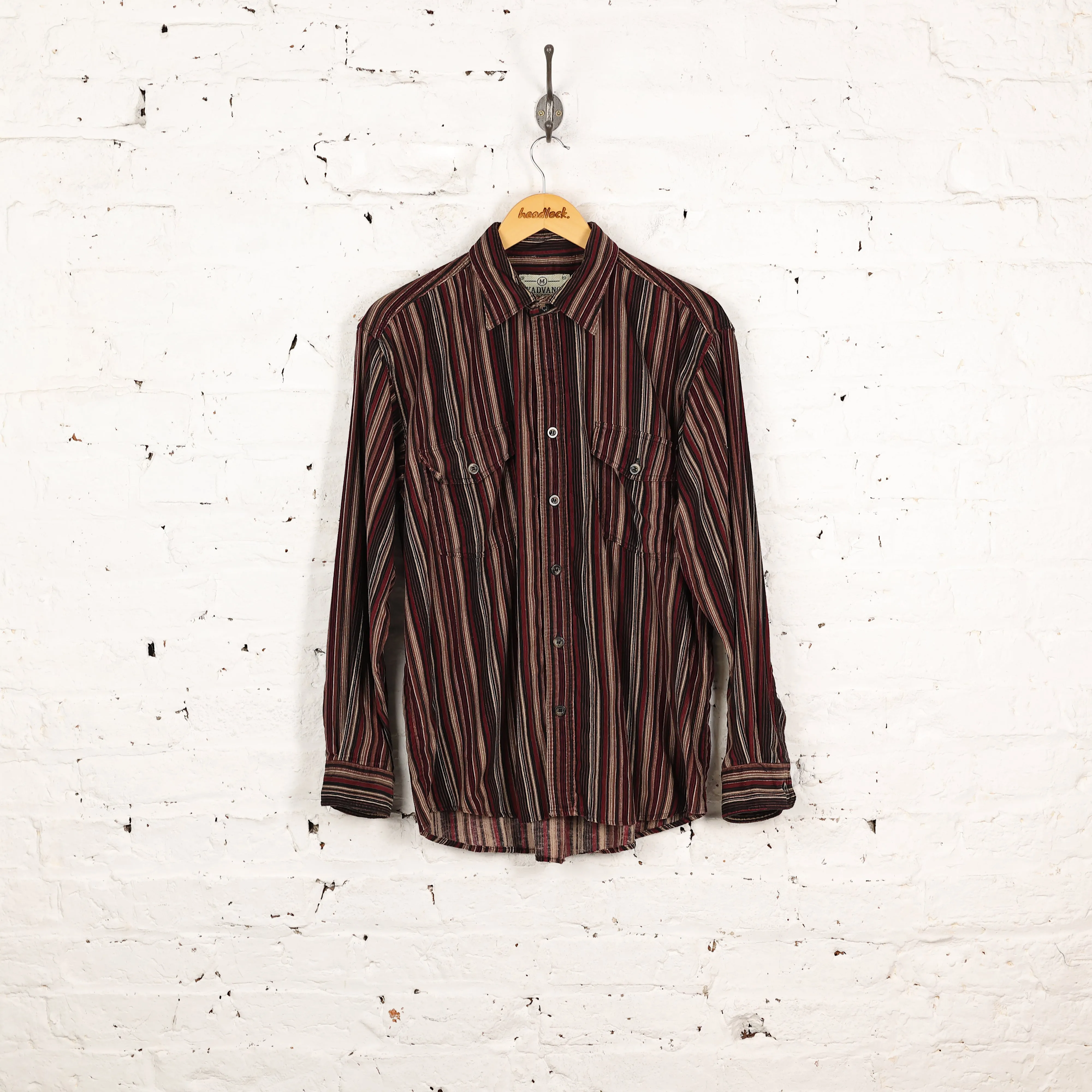 Striped 90s Corduroy Shirt - Brown - M
