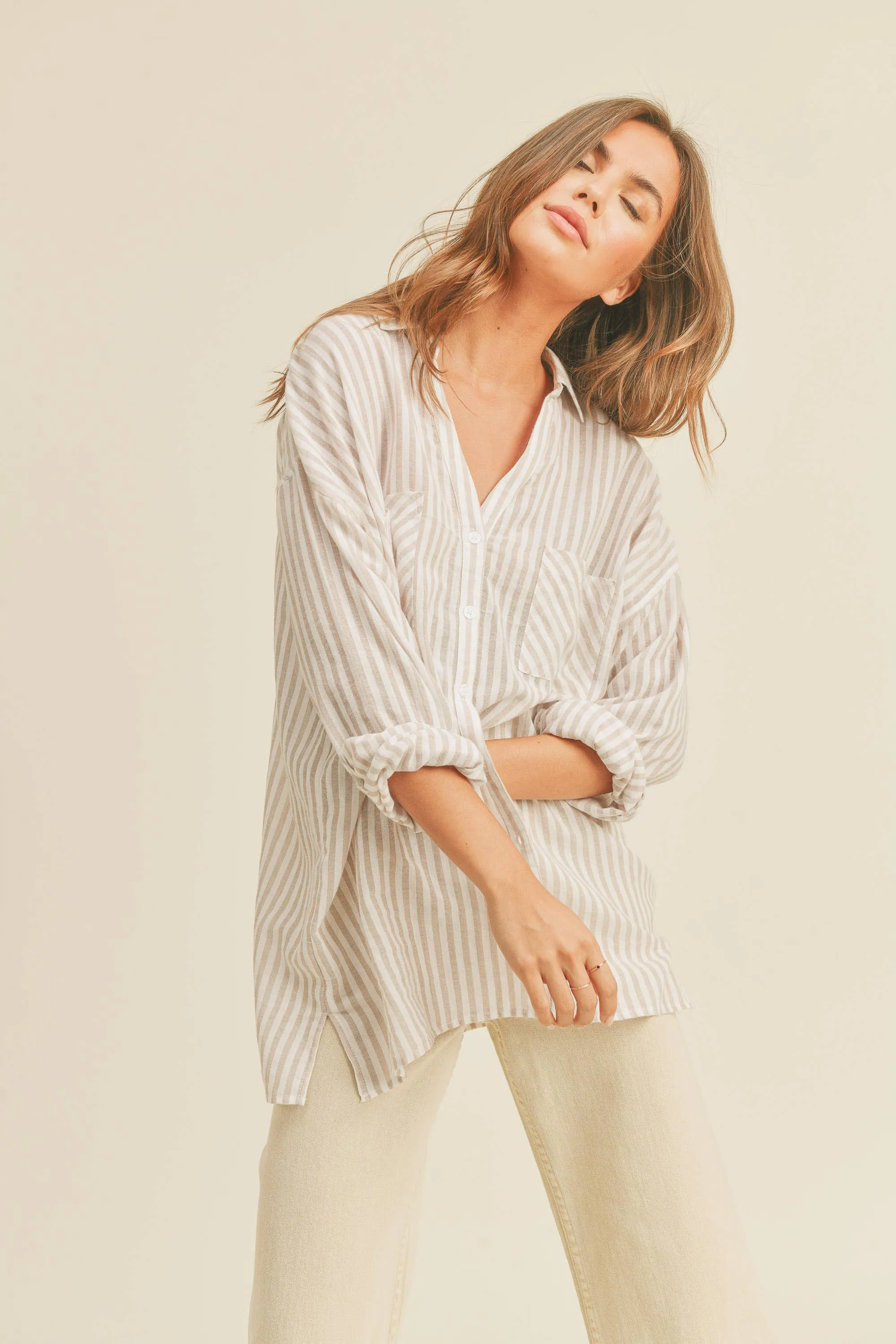 STRIPED BUTTON DOWN SHIRT