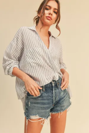 STRIPED BUTTON DOWN SHIRT