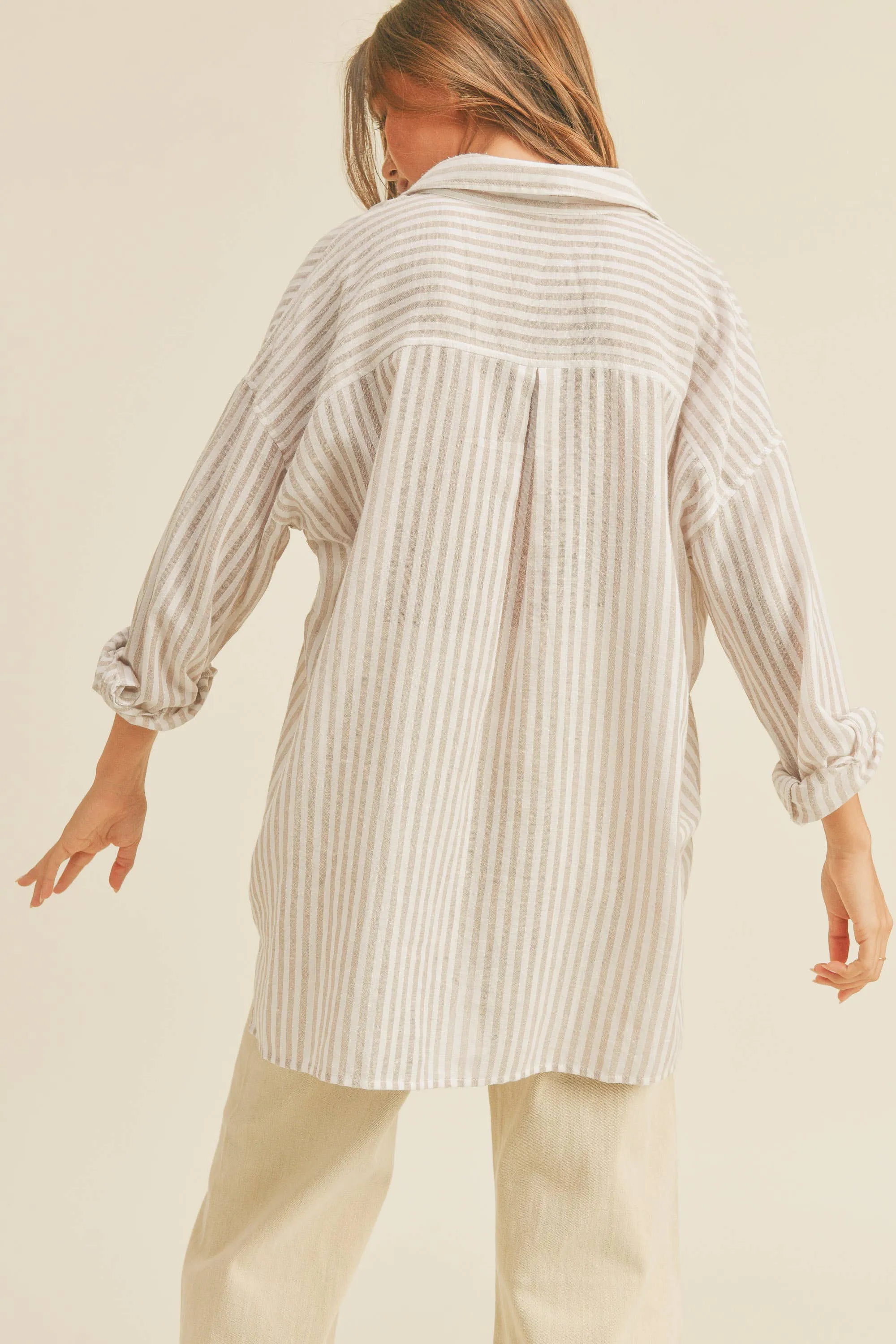 STRIPED BUTTON DOWN SHIRT