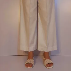 Striped Cotton Palazzo - White - ZT523