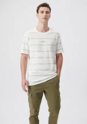 Striped Crew Neck Beige T-Shirt