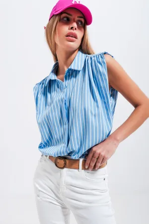 Striped sleeveless shirt in blue