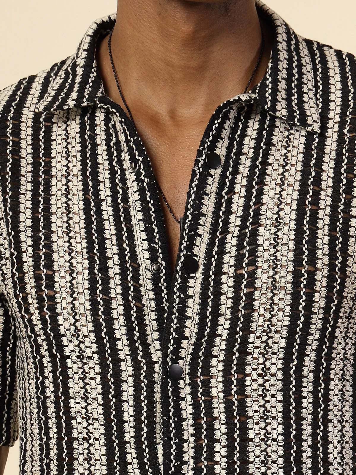 Striped Zig-Zag Pattern Crochet Shirt