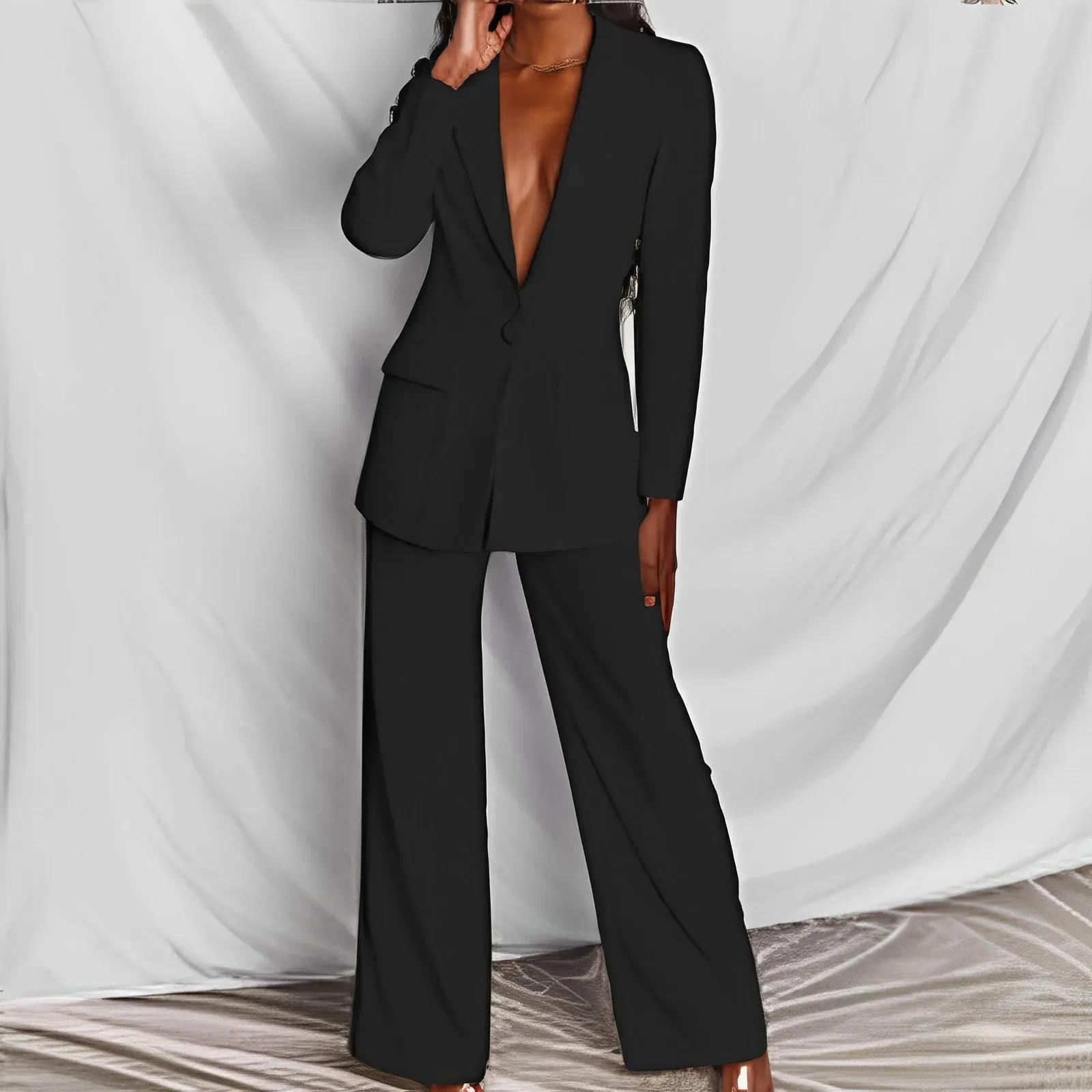 TailorCraft™ | Women's Oversized Blazer & High-Waisted Trousers | Smart Formal Suit, Professional Look, Comfortable Fit