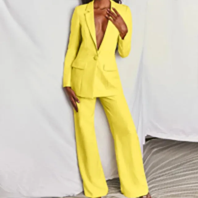 TailorCraft™ | Women's Oversized Blazer & High-Waisted Trousers | Smart Formal Suit, Professional Look, Comfortable Fit