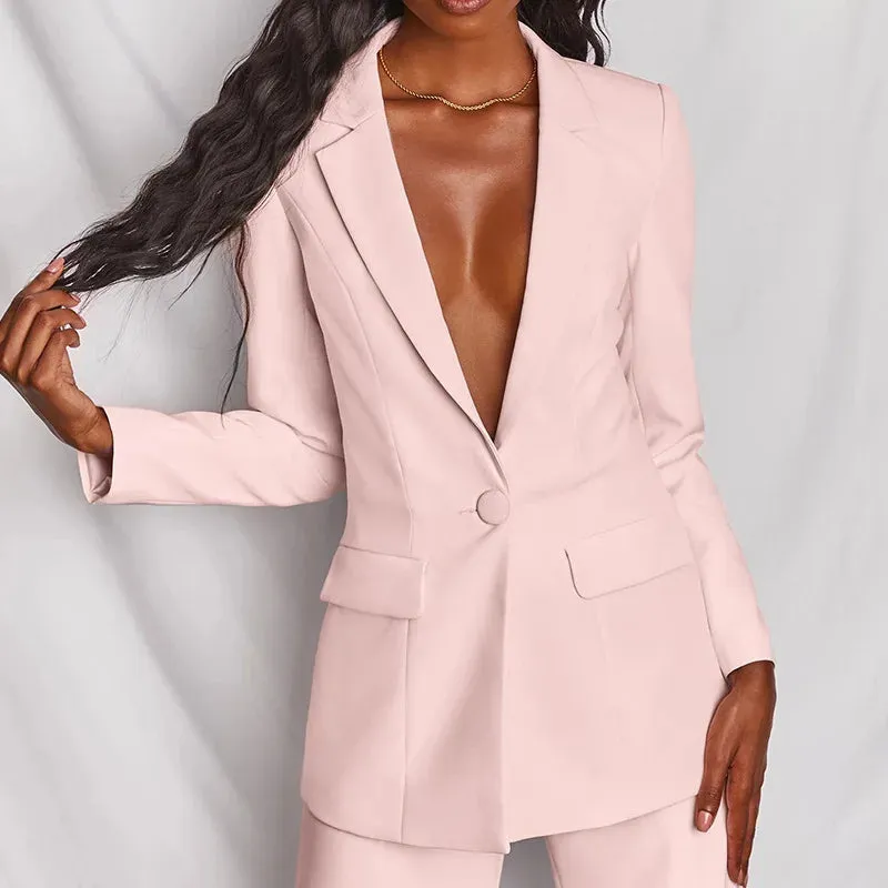TailorCraft™ | Women's Oversized Blazer & High-Waisted Trousers | Smart Formal Suit, Professional Look, Comfortable Fit