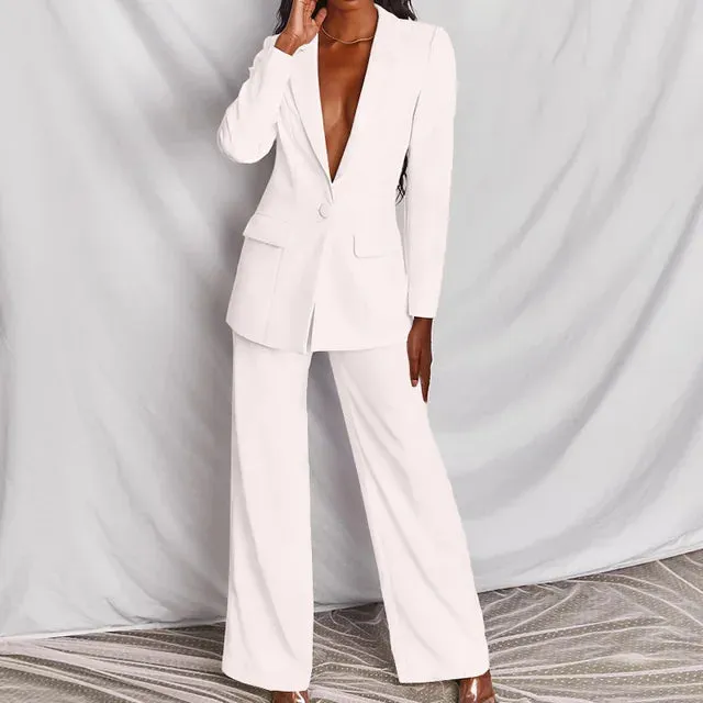 TailorCraft™ | Women's Oversized Blazer & High-Waisted Trousers | Smart Formal Suit, Professional Look, Comfortable Fit