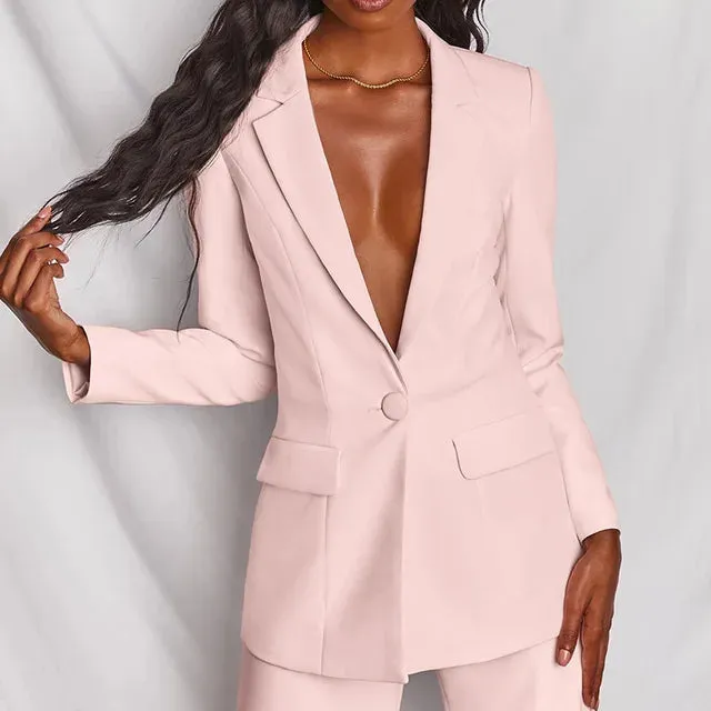 TailorCraft™ | Women's Oversized Blazer & High-Waisted Trousers | Smart Formal Suit, Professional Look, Comfortable Fit