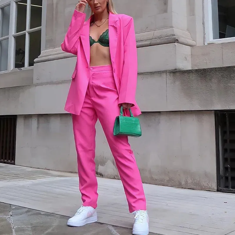 TailorCraft™ | Women's Oversized Blazer & High-Waisted Trousers | Smart Formal Suit, Professional Look, Comfortable Fit
