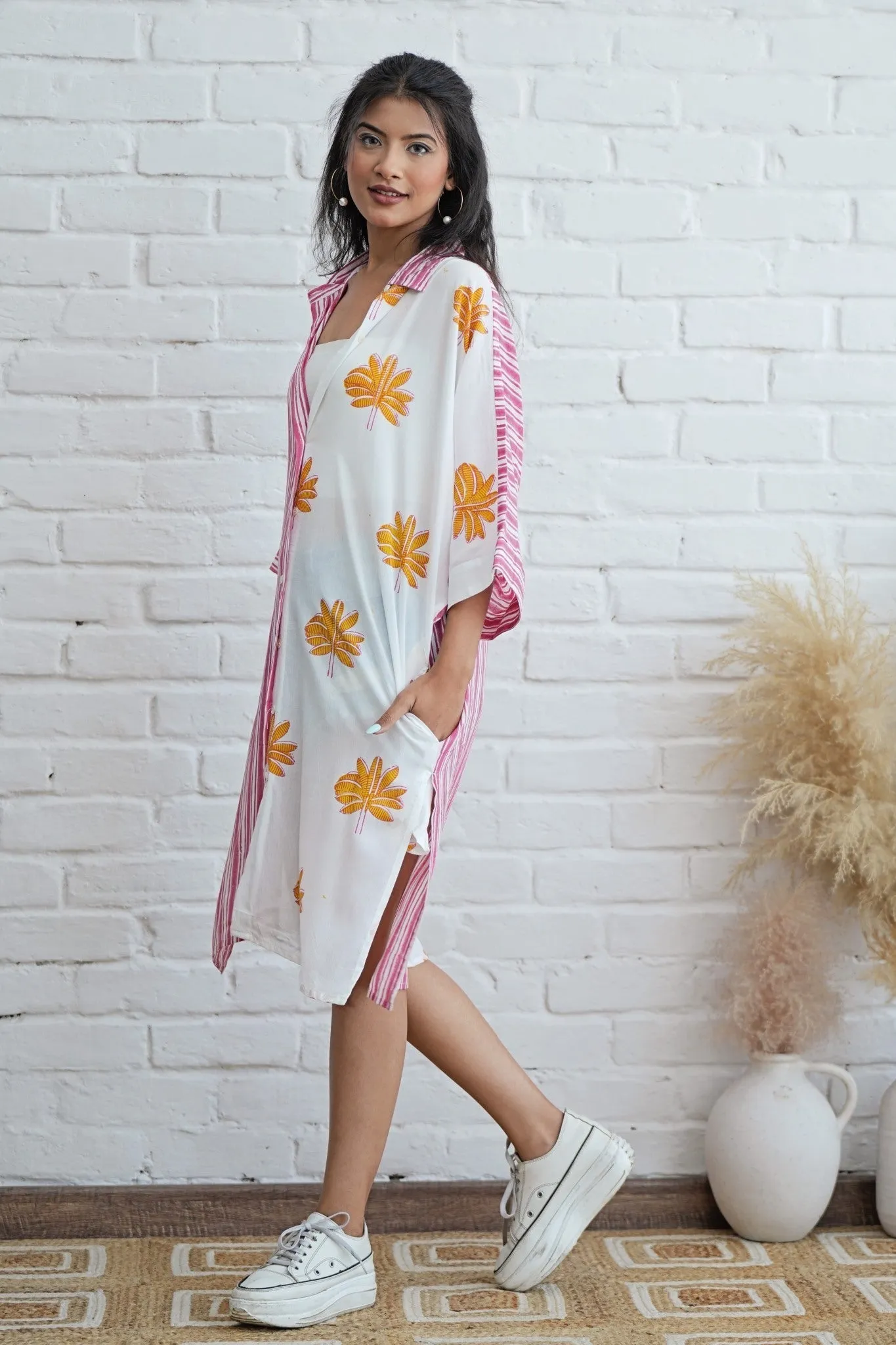 Teresa in Pink Hand Block Printed Oversize Shirt