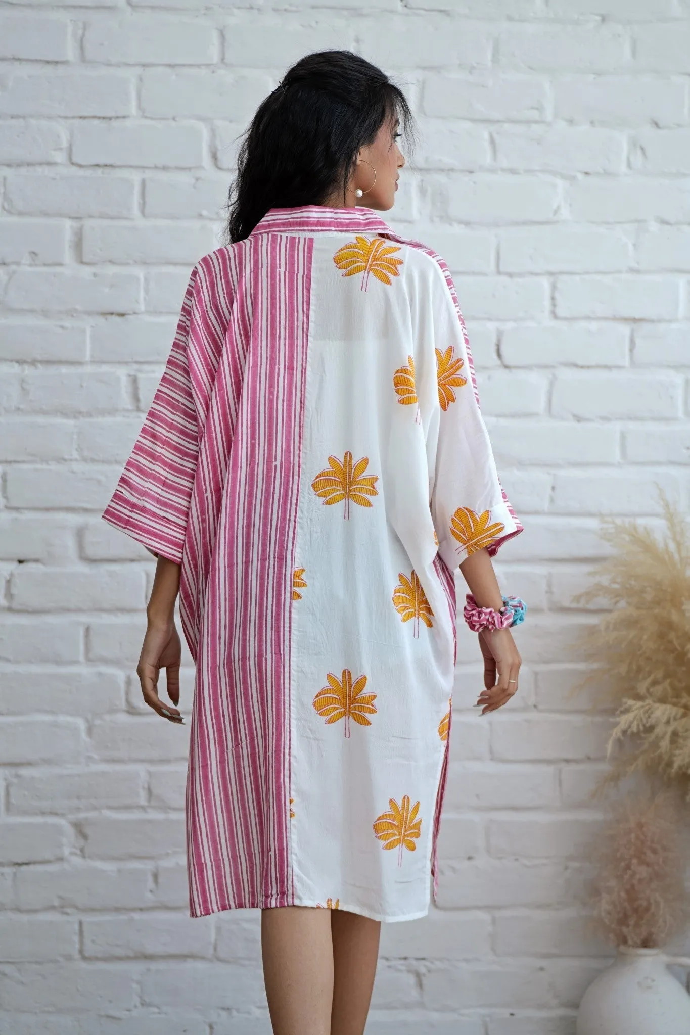 Teresa in Pink Hand Block Printed Oversize Shirt