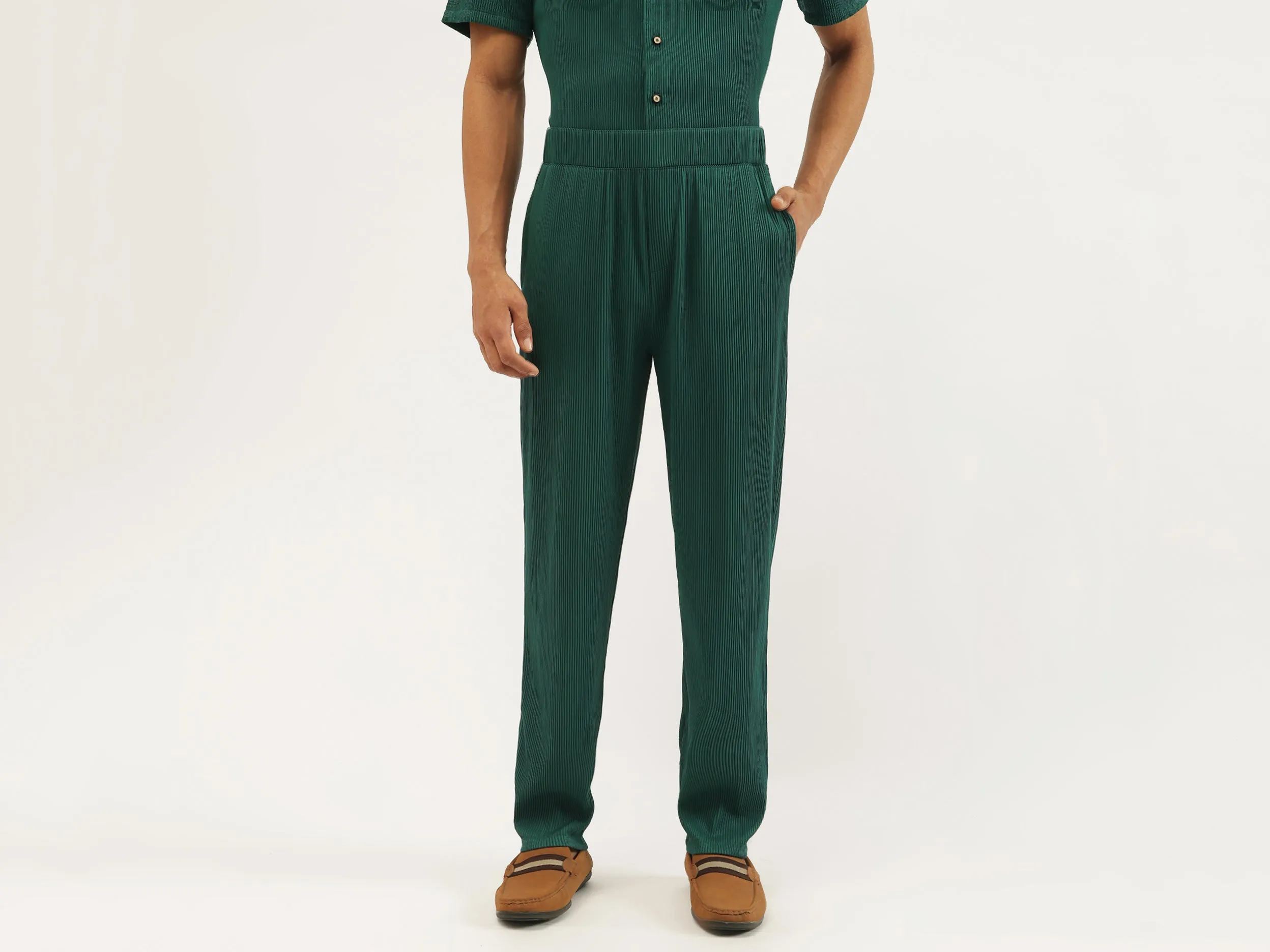 Textured Relaxed Fit Trousers
