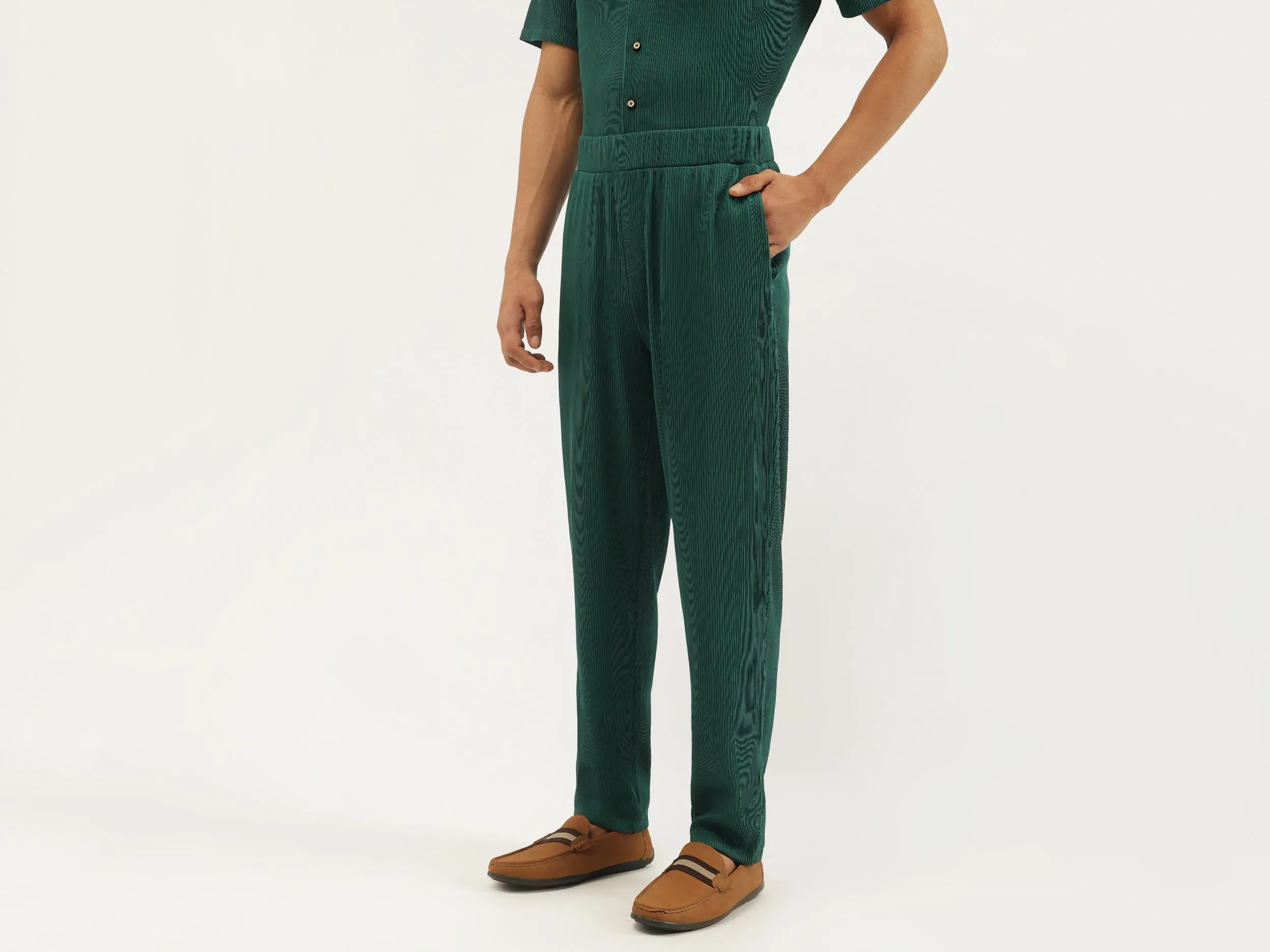 Textured Relaxed Fit Trousers