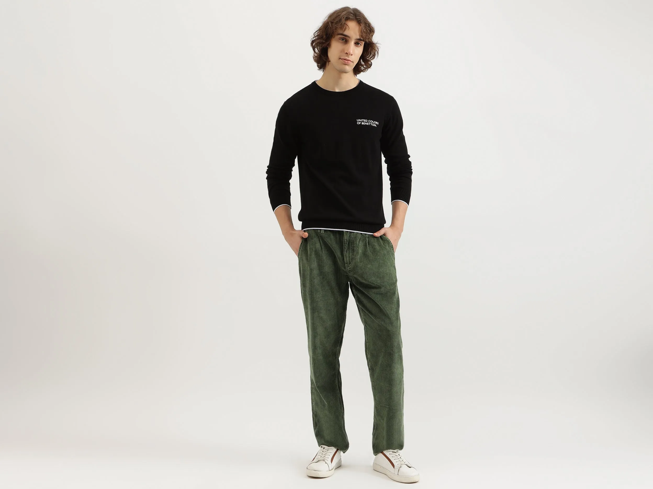 Textured Relaxed Fit Trousers