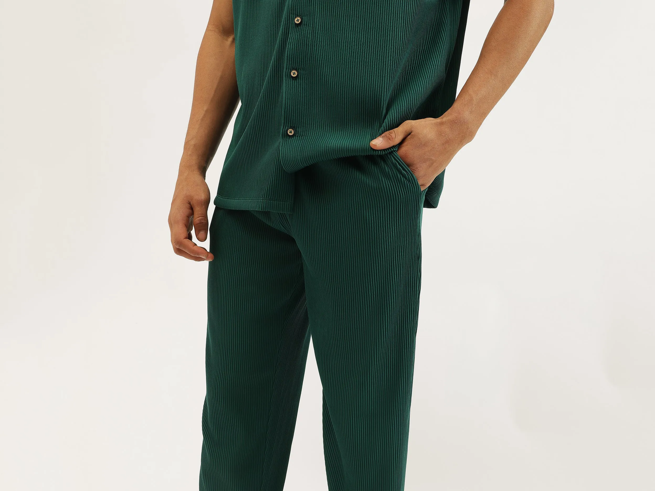Textured Relaxed Fit Trousers