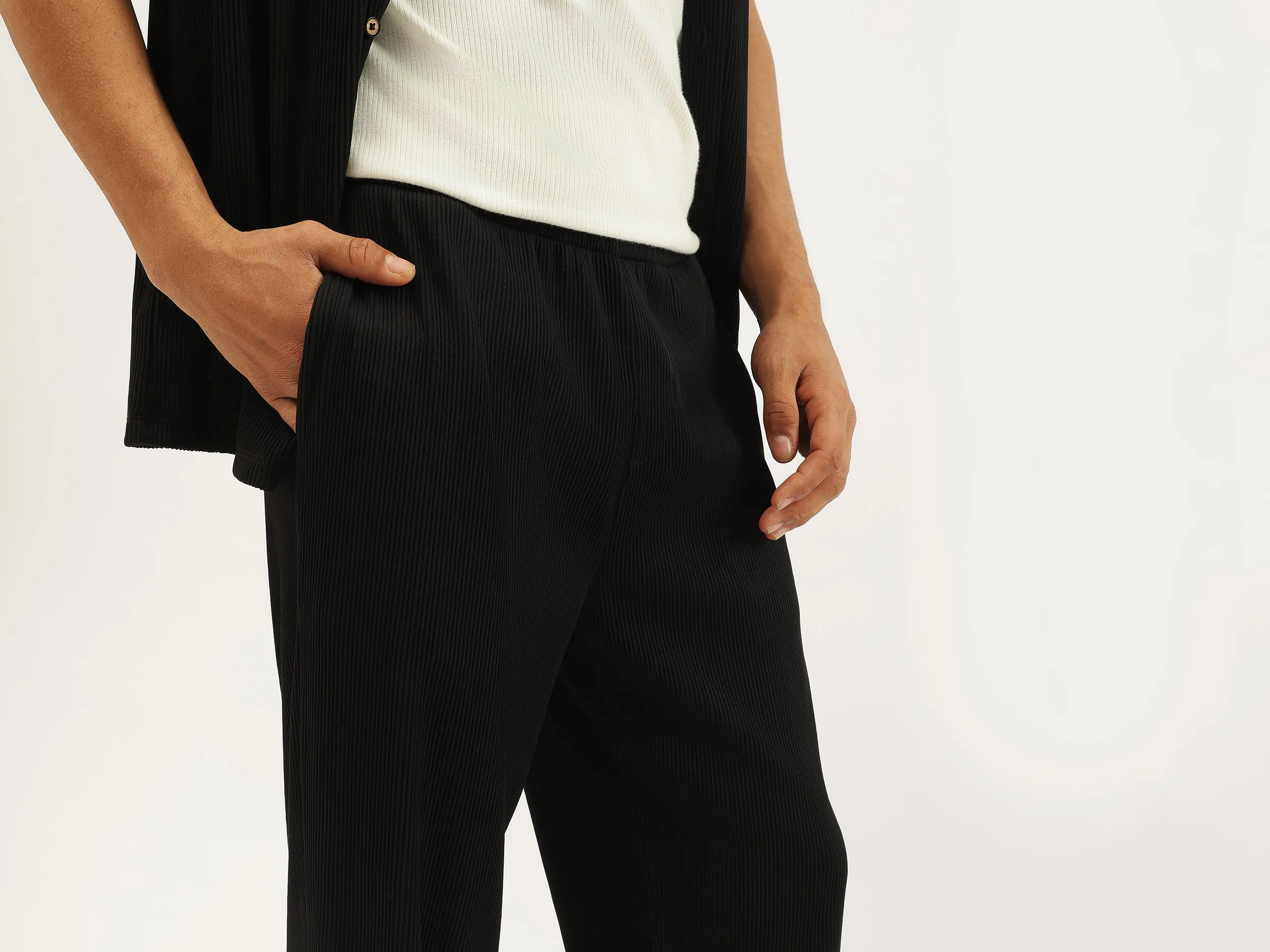Textured Relaxed Fit Trousers