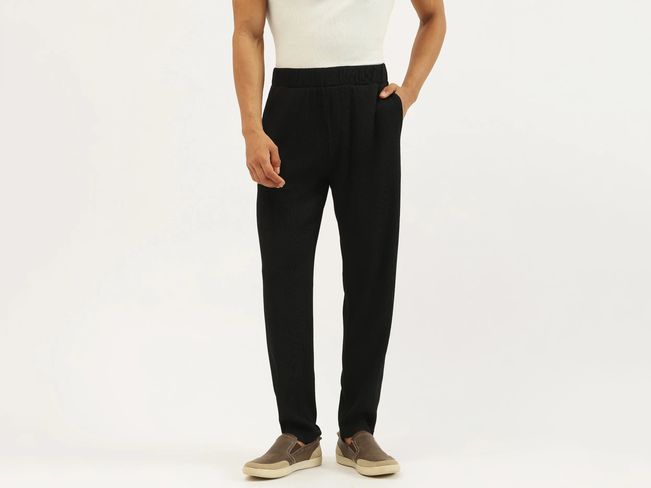 Textured Relaxed Fit Trousers
