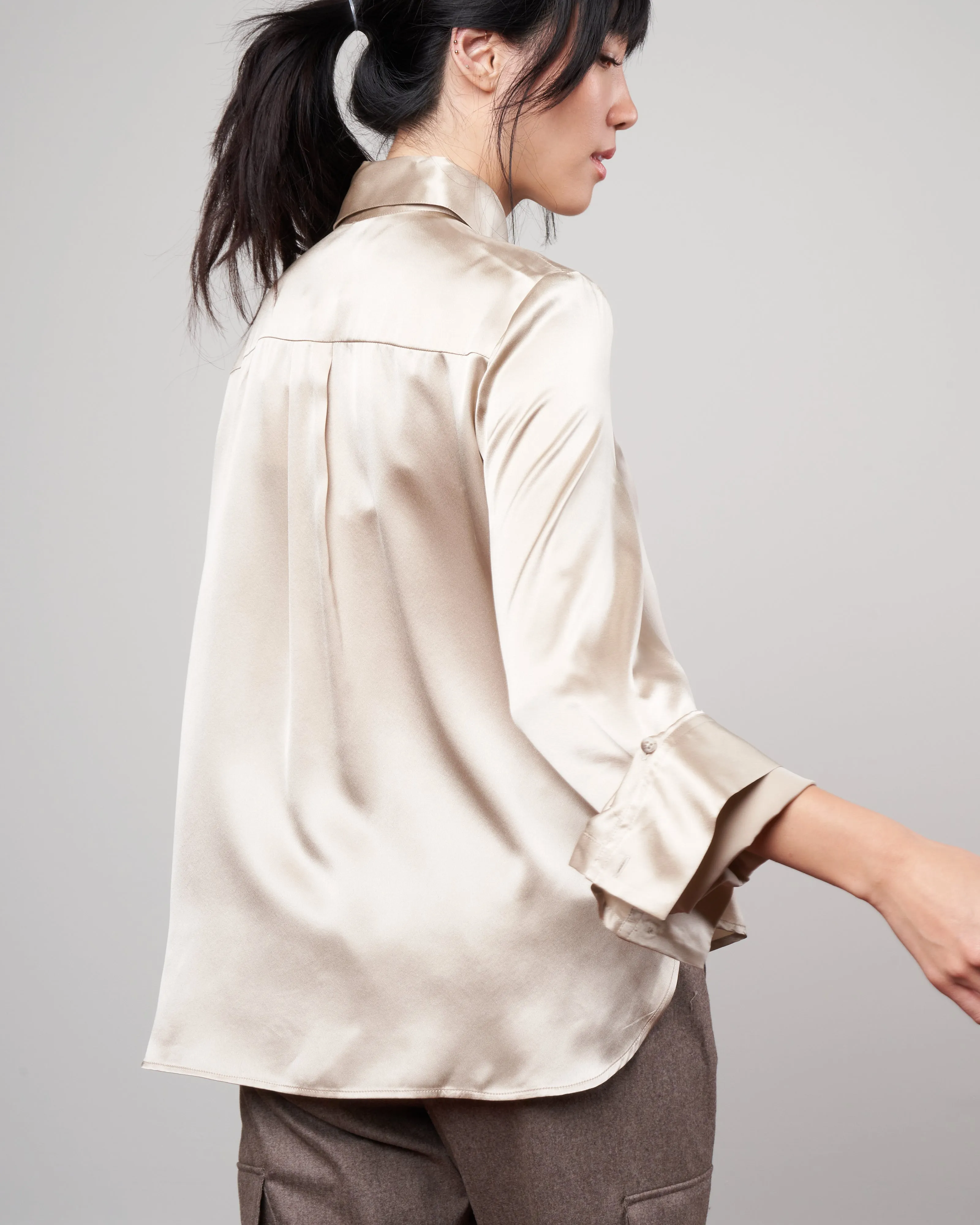 the boyfriend charmeuse shirt - champagne