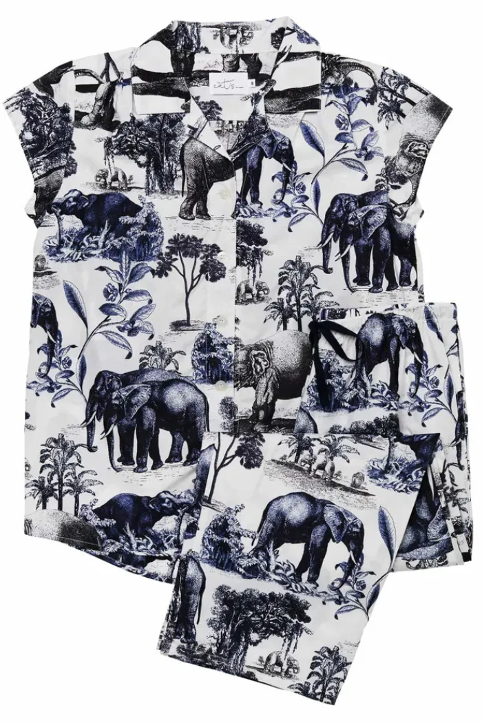 The Cats Pajamas Cotton Cropped Safari Toile