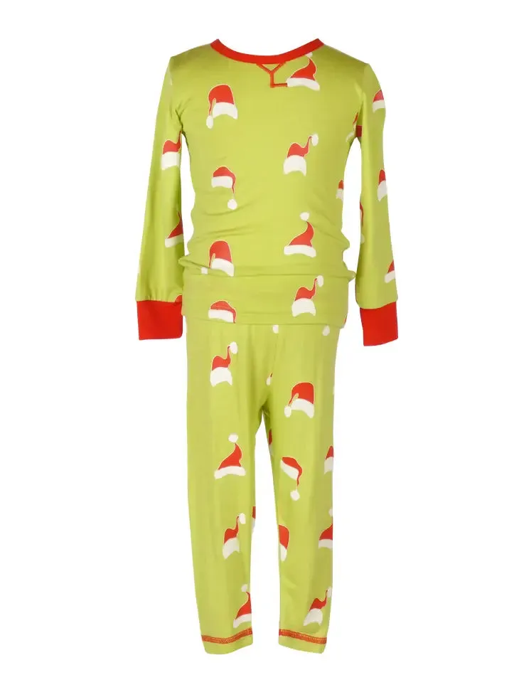 The Yellow Lamb: Lambie Jammies - Green with Santa Hats