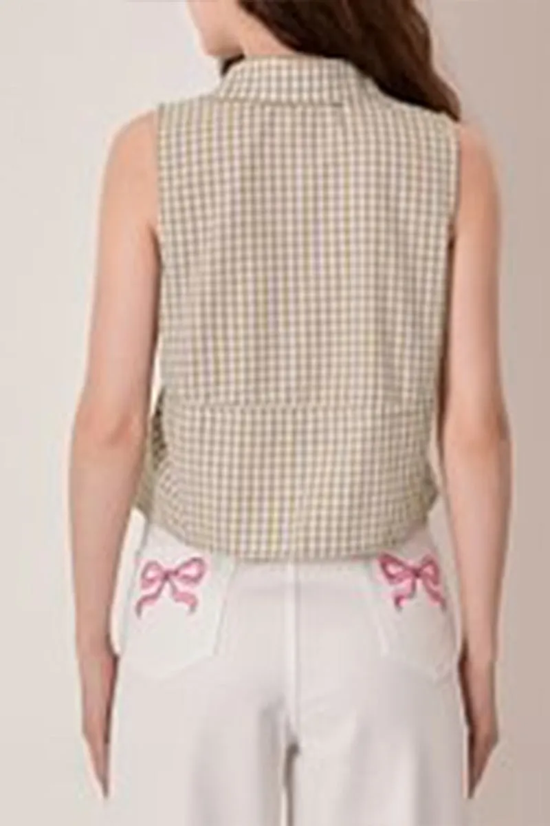 TR3264 Plaid Sleeveless Shirt Top