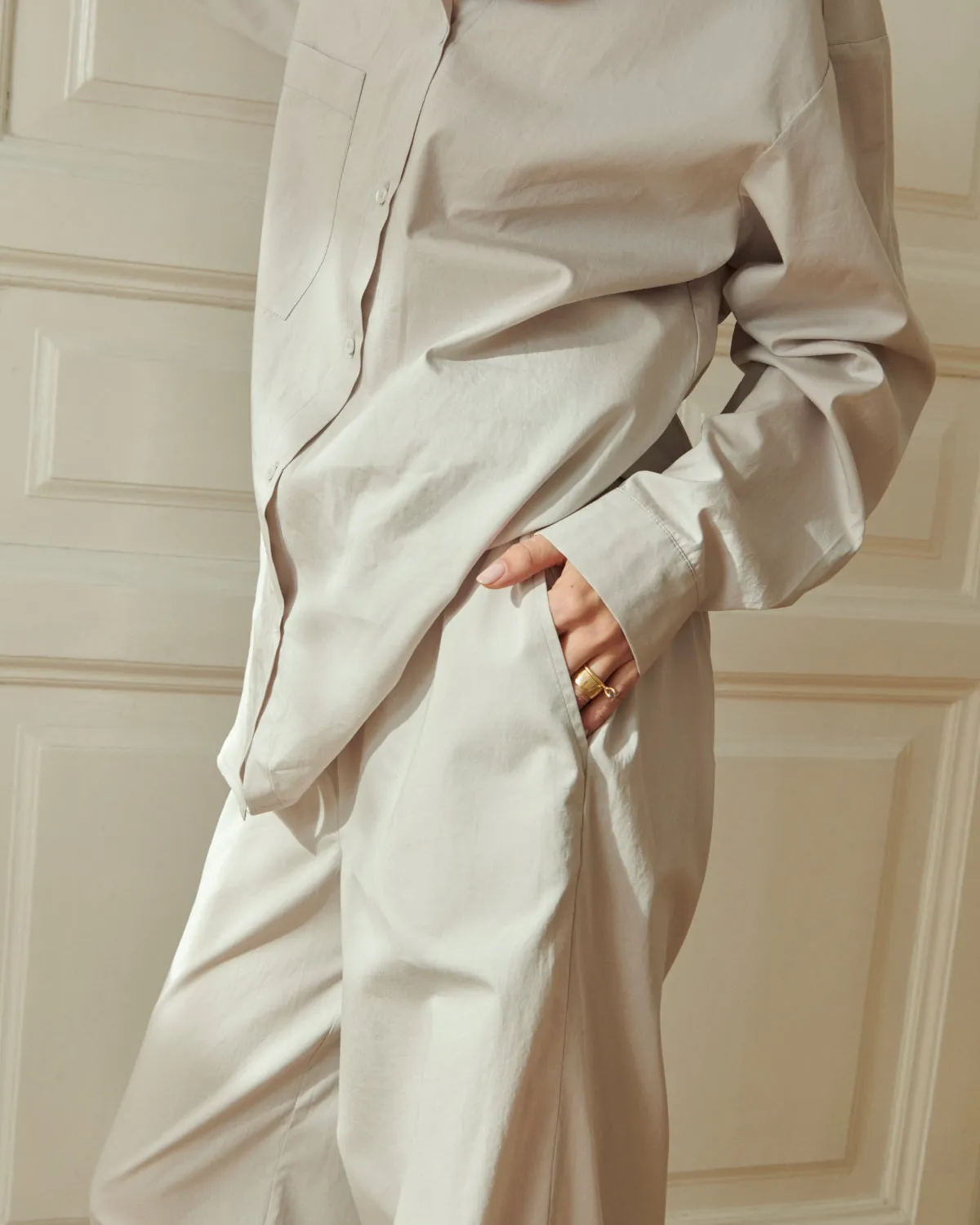 Vintage Pajama Pants Cotton Comfort in Light Gray