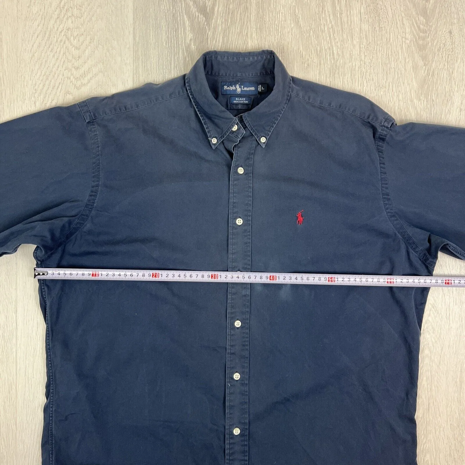 VTG Ralph Lauren Mens Navy Blue 'Blaire' Long Sleeve Button Up Shirt Size Large