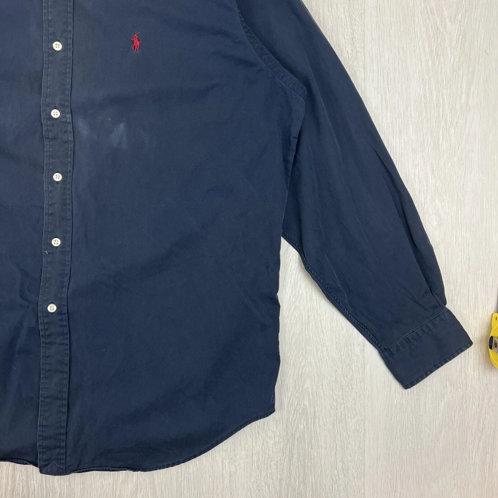 VTG Ralph Lauren Mens Navy Blue 'Blaire' Long Sleeve Button Up Shirt Size Large