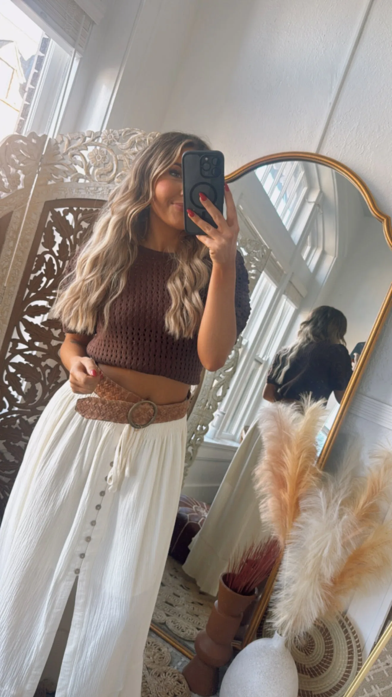 Whispering Willow Button Maxi Skirt, Cream