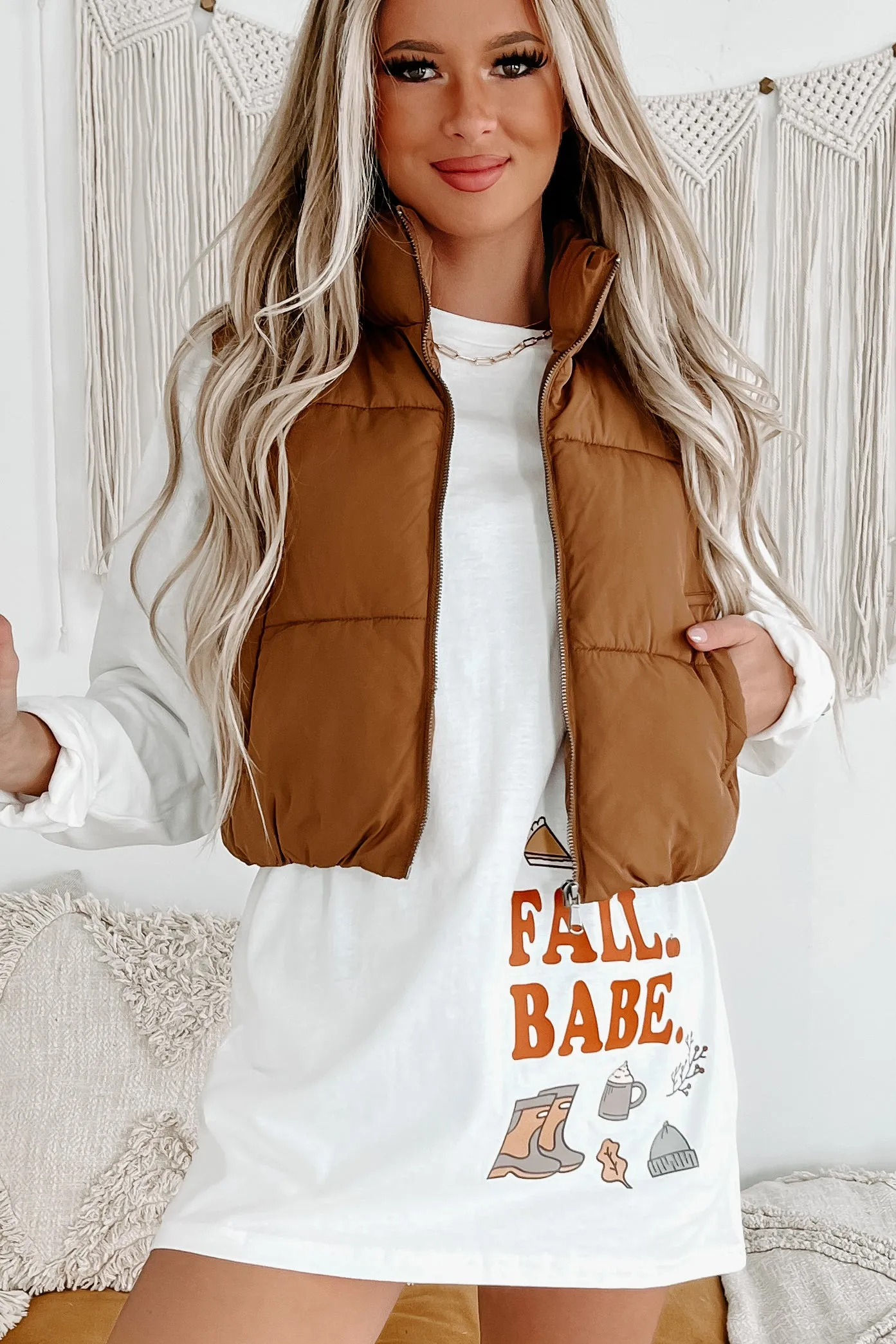 Whistler Welcome Cropped Puffer Vest (Tan)