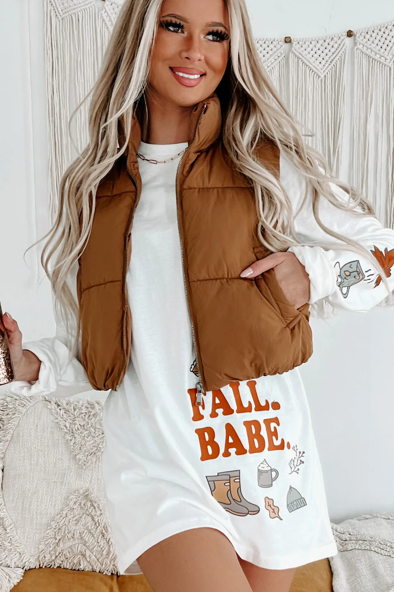 Whistler Welcome Cropped Puffer Vest (Tan)