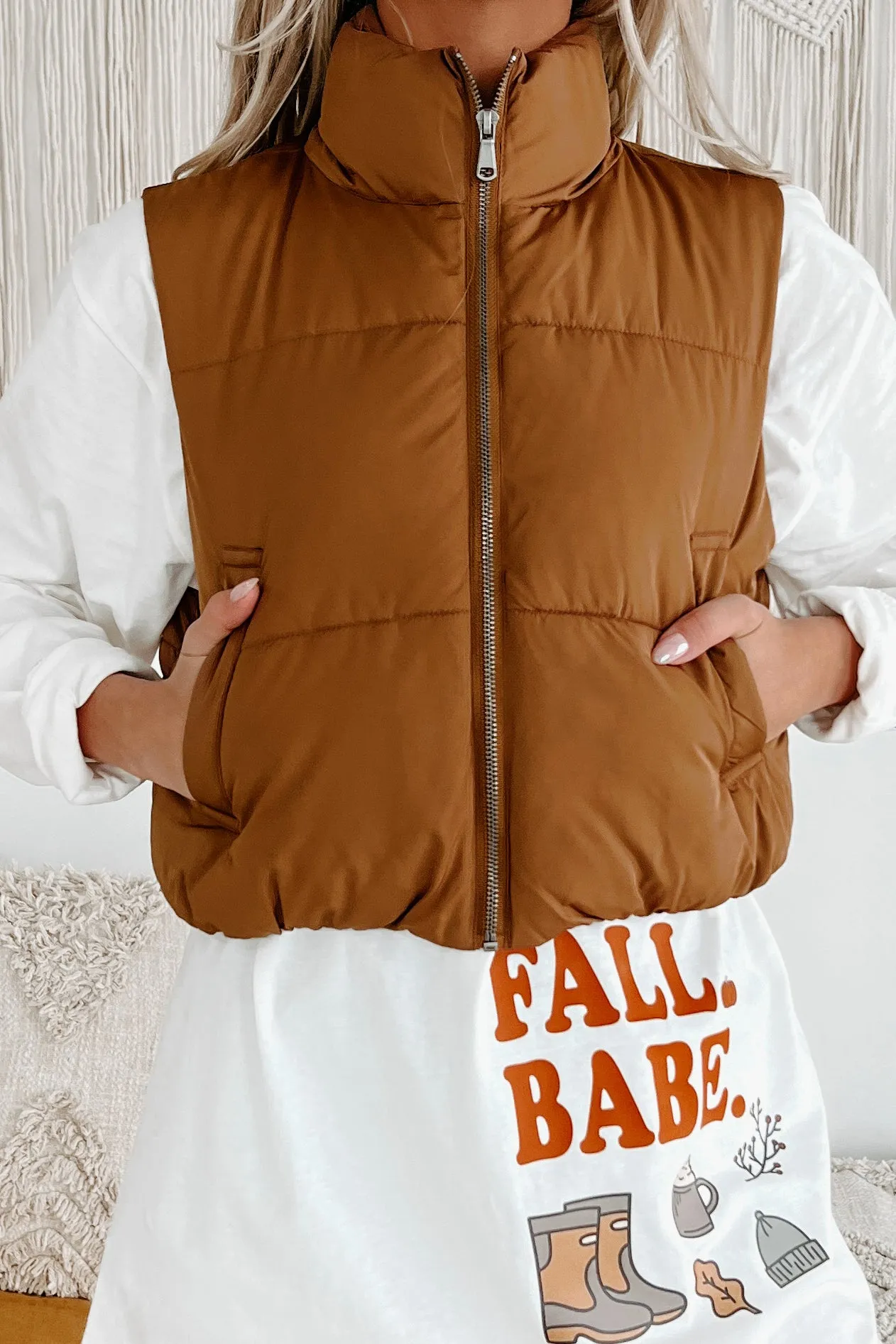 Whistler Welcome Cropped Puffer Vest (Tan)