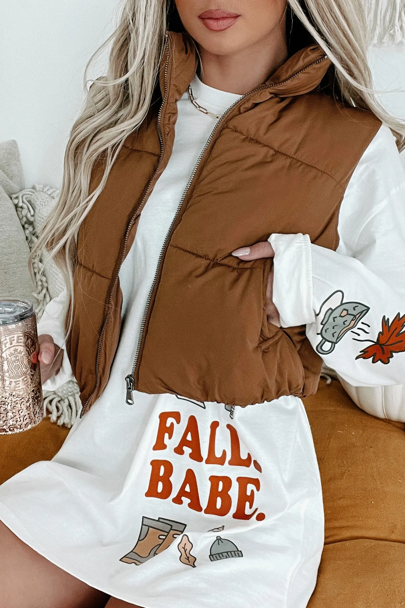 Whistler Welcome Cropped Puffer Vest (Tan)