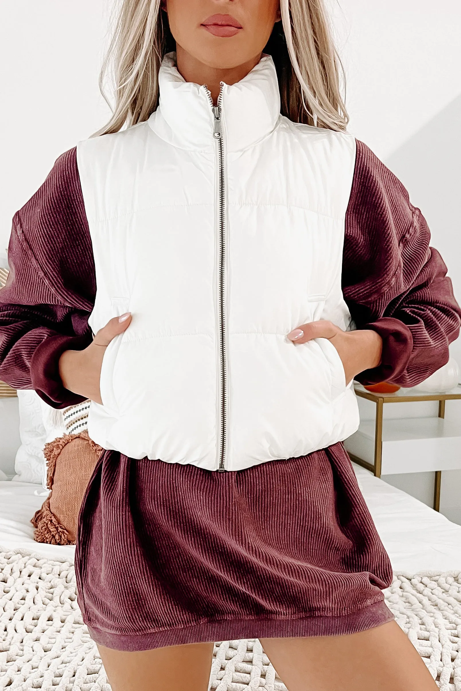 Whistler Welcome Cropped Puffer Vest (White)